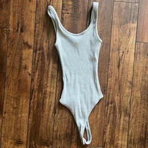 Naked Wardrobe Snatched Grey ribbed bodysuit size small